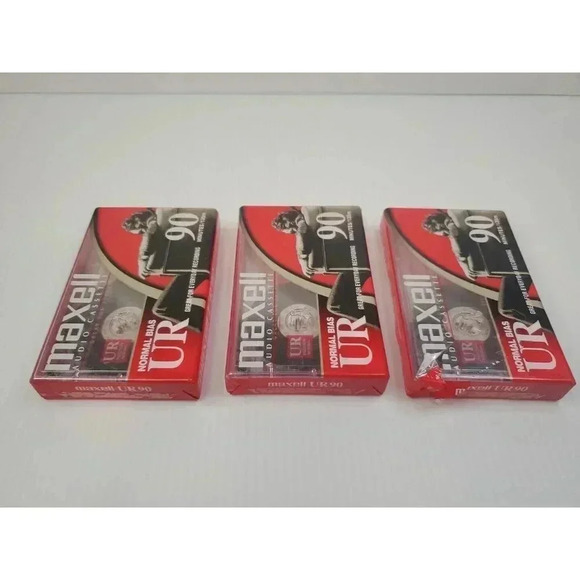 3 Maxell UR 90 Minute Normal Bias Blank Audio Cassette Tapes NEW SEALED - Picture 2 of 13